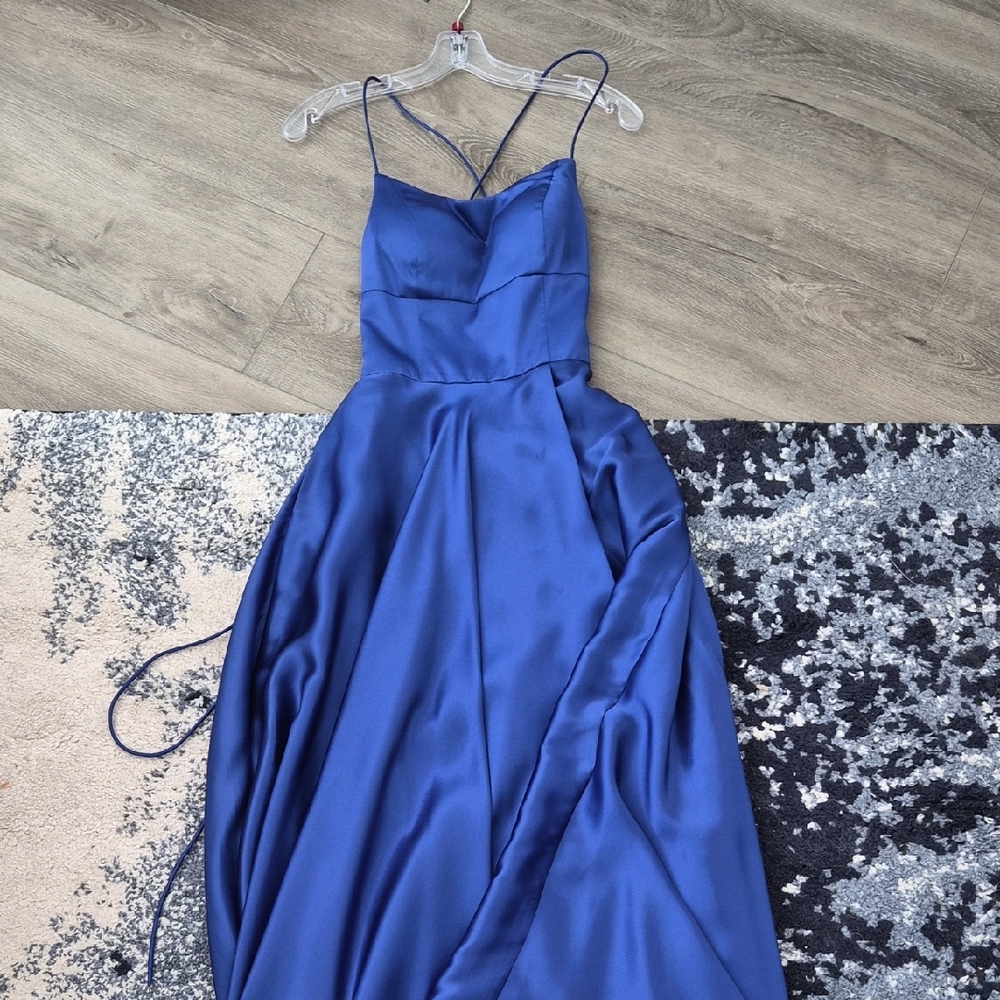 Sherri Hill Royal Blue Satin Prom Dress